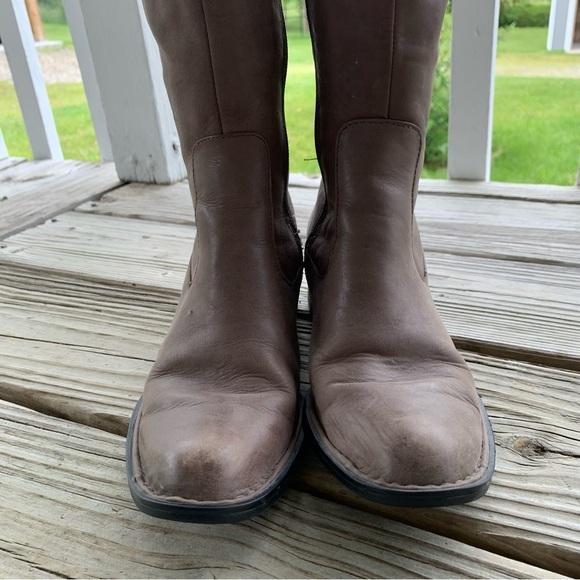 Born Leather Knee High Tall Boots Taupe Grey Leather Zip Up Womens 6.5 US D15122 - Picture 7 of 16